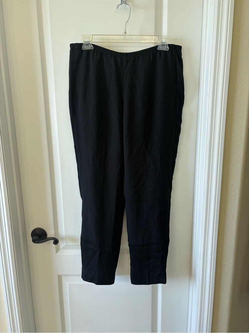 J. Crew Black Pull-On Ankle Pants Size 8 Elastic Waist Lined Career
